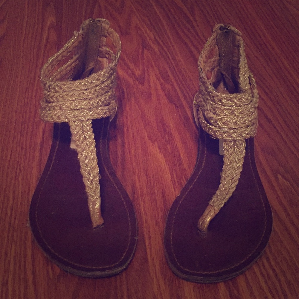 Gold braided thong sandal